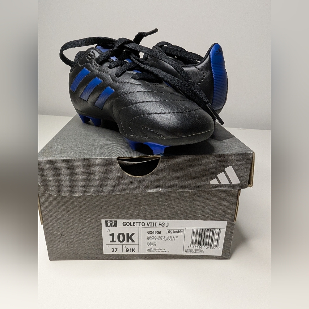 Adidas 10K Youth Goletto VIII FGJ Black Royal Blue Soccer Cleats - Picture 8 of 11